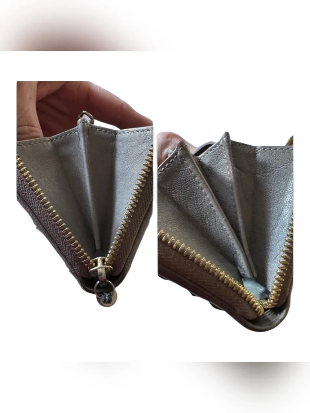 Jimmy Choo Filipa Metallic Silver/Grey Star-Studded Zip Wallet With Original COA - Picture 7 of 12